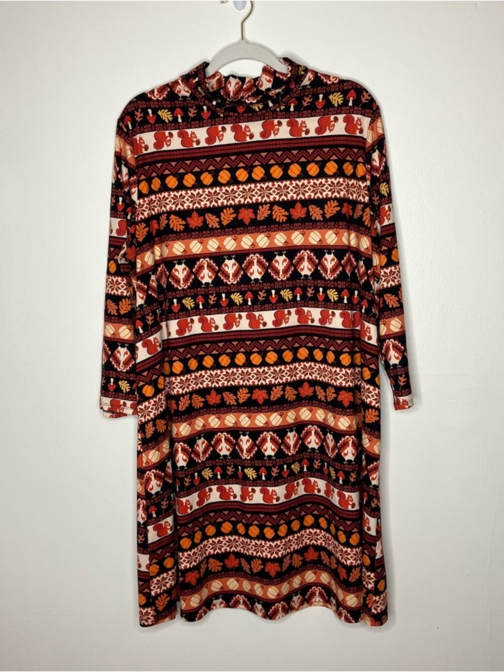 Celebrate Together fall autumn Thanksgiving fair isle print dress XXL